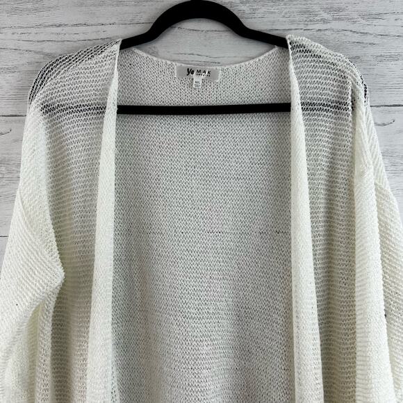 Ye Mak White Open Knit Pocket Cardigan Size M/L - Picture 3 of 7